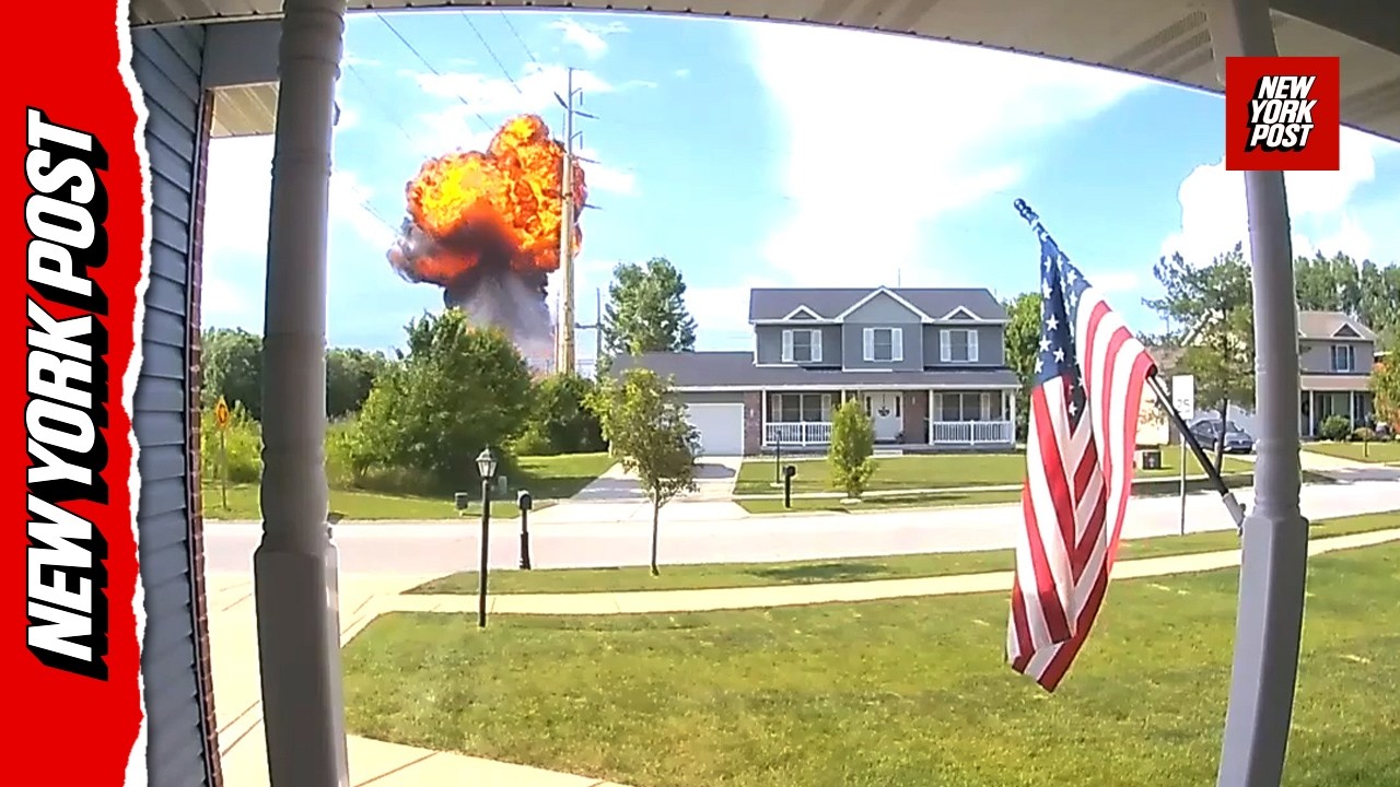 Ring doorbell camera captures huge power station explosion in suburban Indiana
