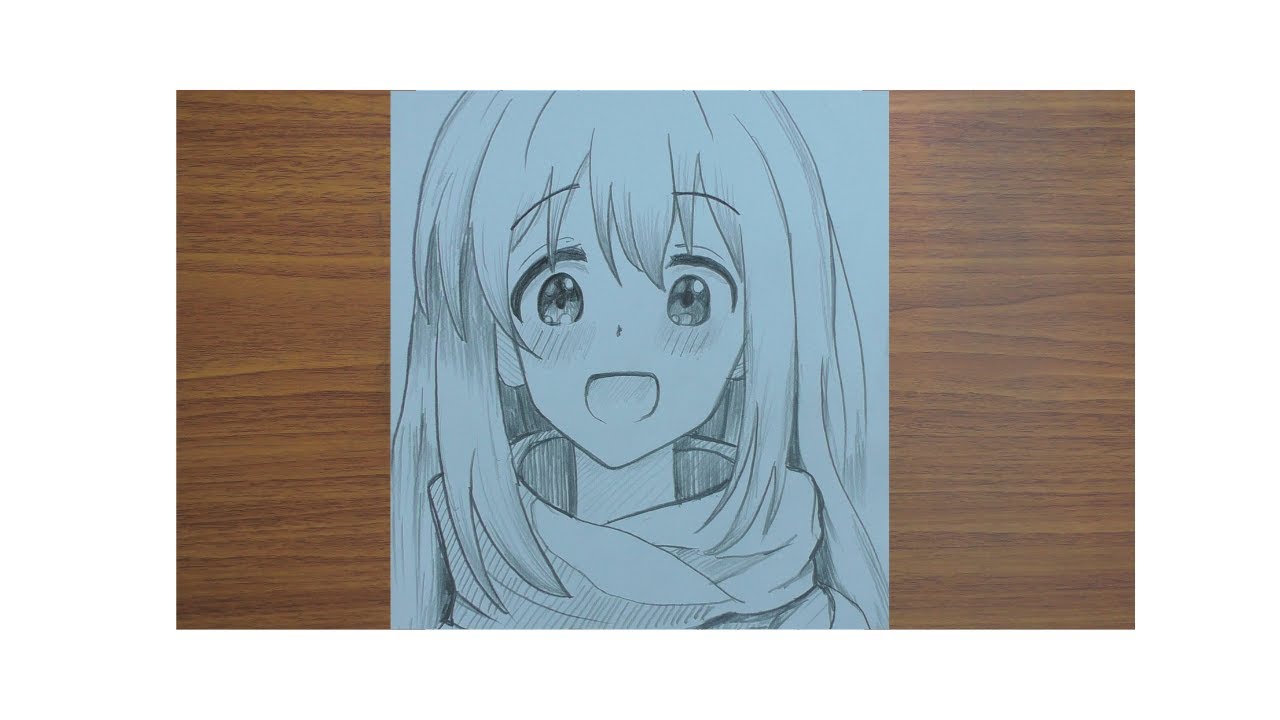 Anime Girl Sketch And Warm Winter Scarf; How to Draw Anime Girl Easy