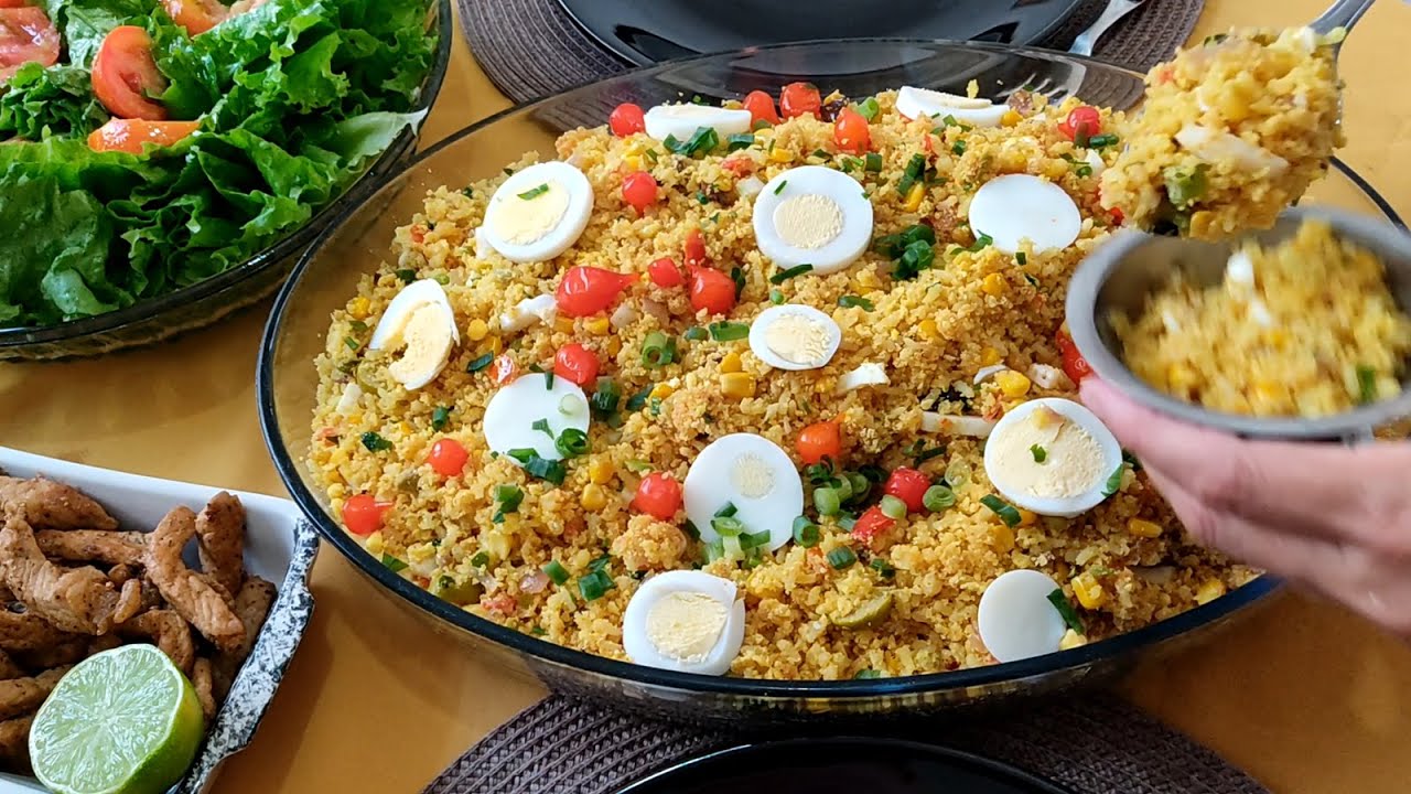 ARROZ COM FAROFA PARA CHURRASCO