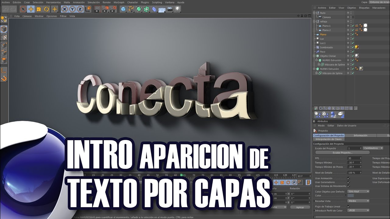 Tutorial Cinema 4D // Intro aparición de texto por capas (By: Ildefonso Segura)