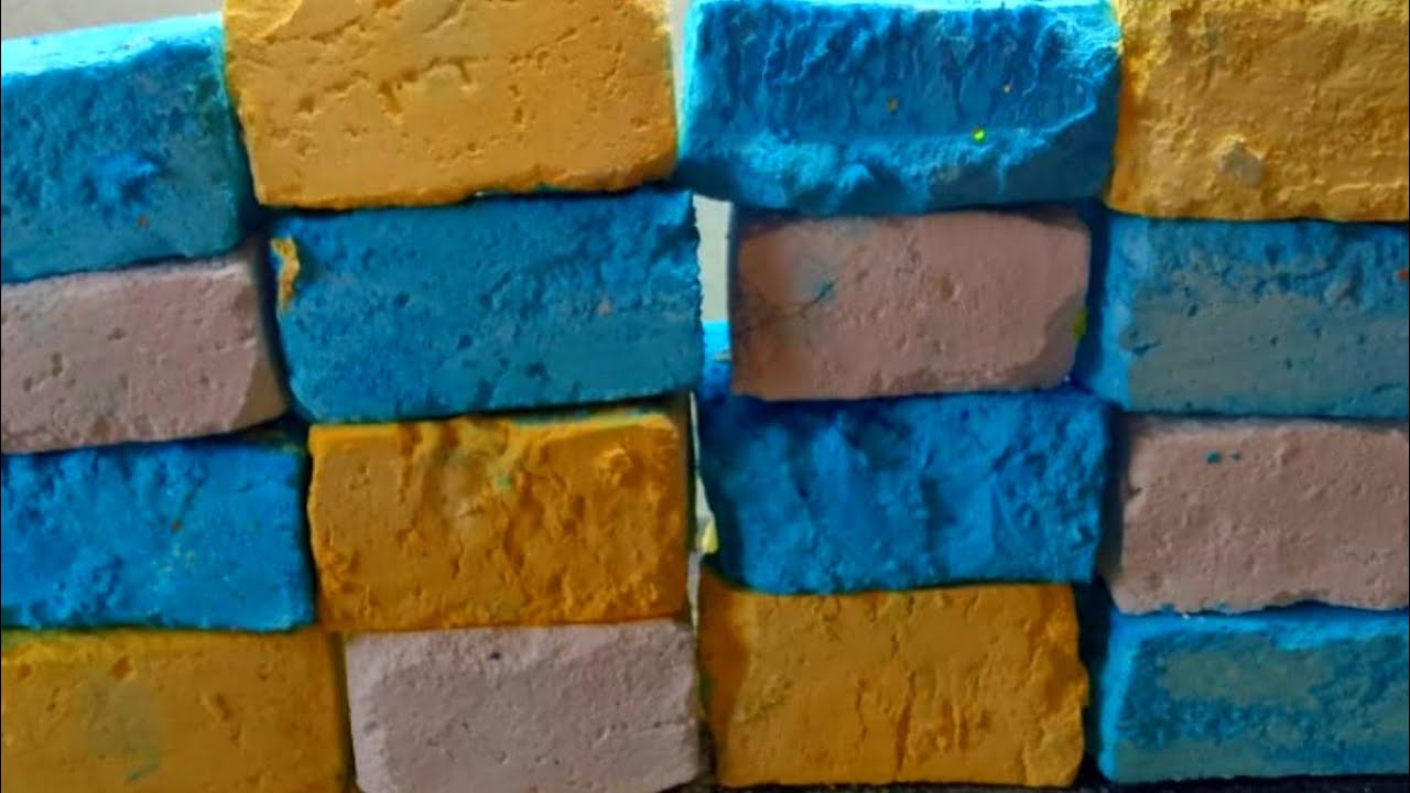 EXTREMELY SATISFYING Chalk Crumbling ASMR 💙 Yellow, Blue & White (No Talking)  #gymchalk #chalk 