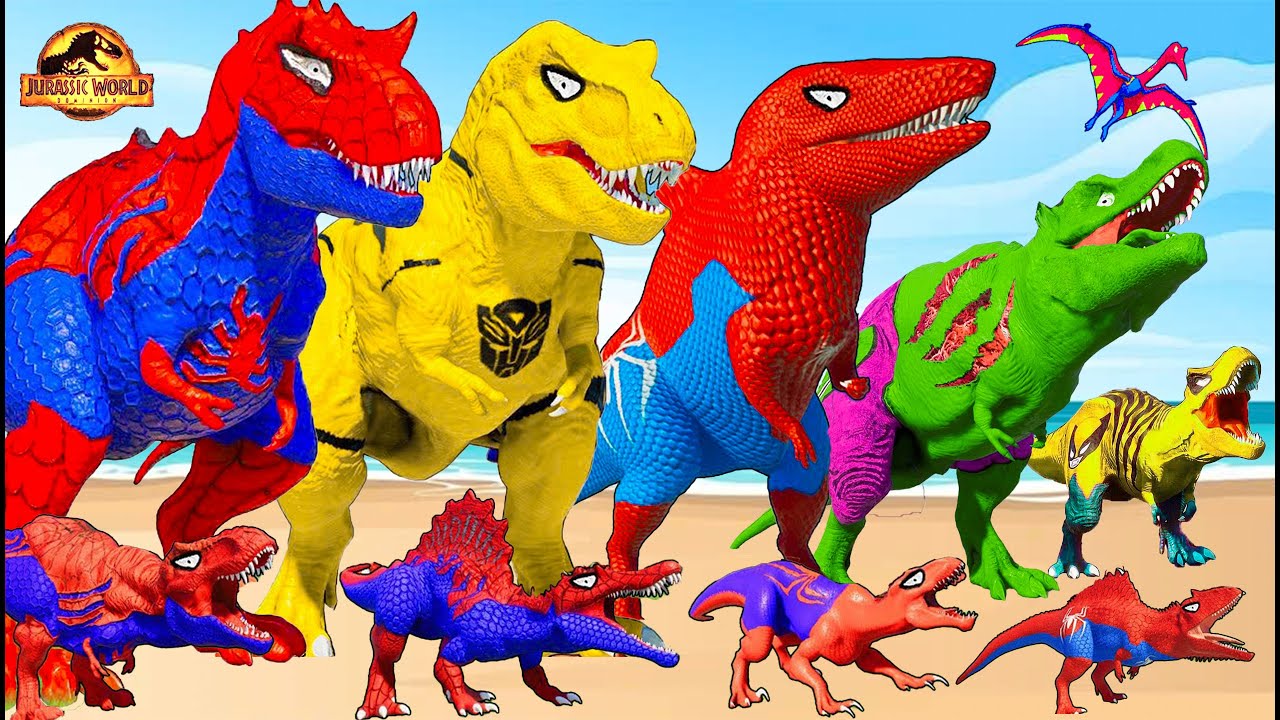 All Dinosaurs Fighting Tyrannosaurus Rex vs NEW Indominus Rex Brachiosaurus Jurassic World Evolution