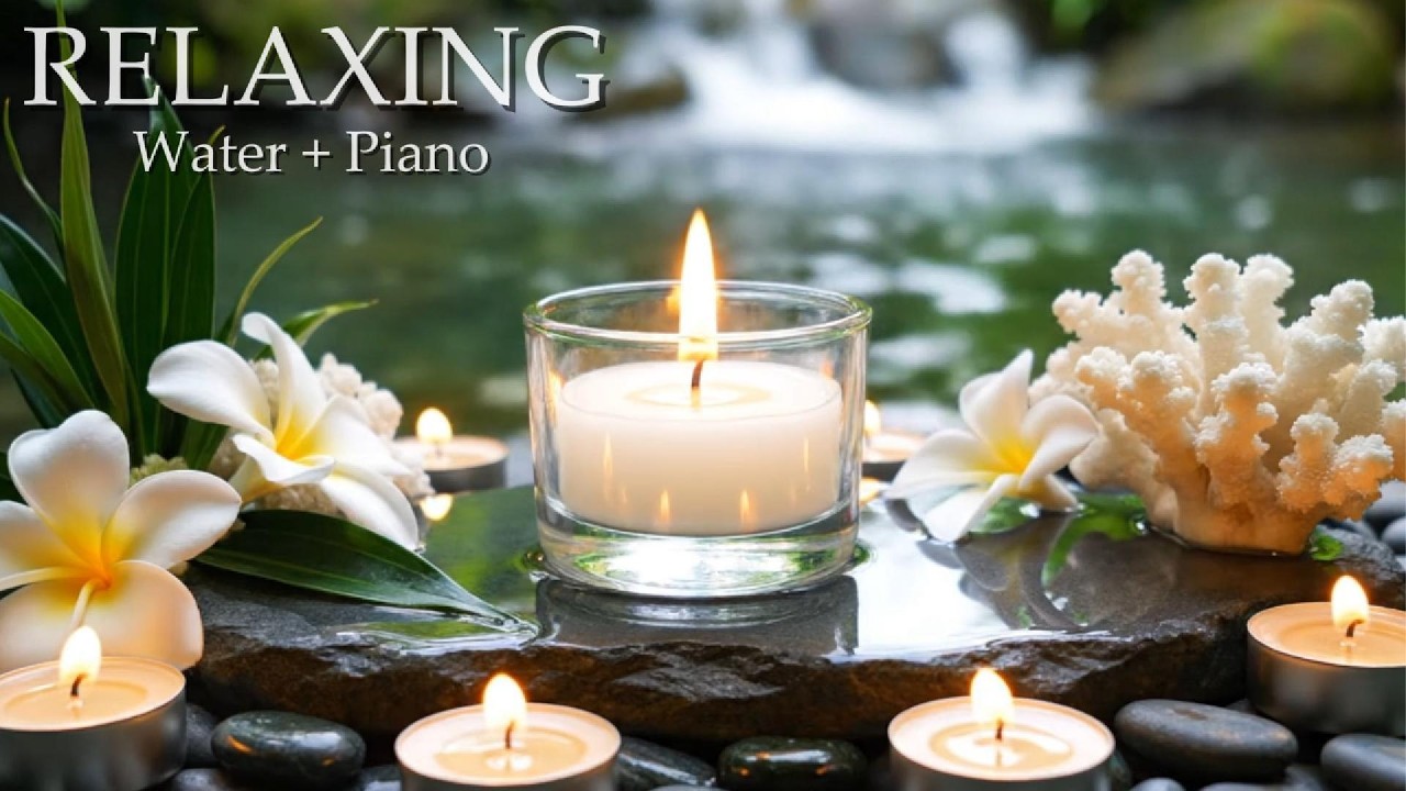 Relaxing Music Relieves Stress, Anxiety and Depression - Bamboo Water Fountain + Healing Piano Music