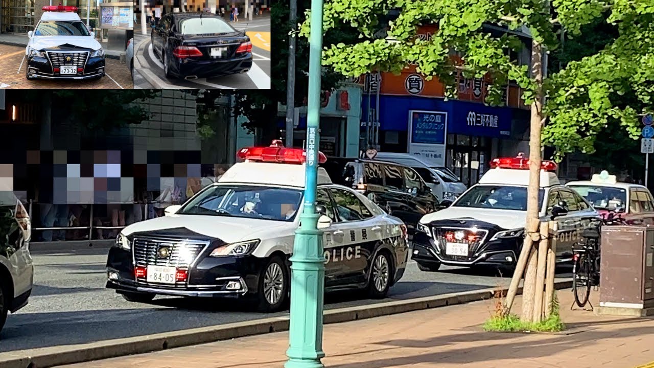 【職質帰り？】福岡県警博多署 地域第一課1号 210系クラウンパトカー＆〃3号 220系クラウンパトカー、他
