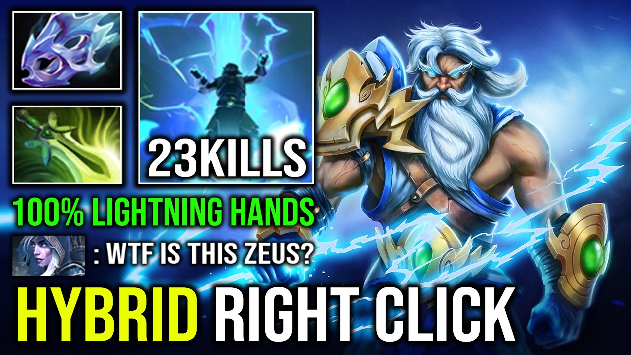 WTF 100% Hybrid Right Click Unlimited Lightning Hands Max Attack Speed Moon Shard Parasma Zeus DotA