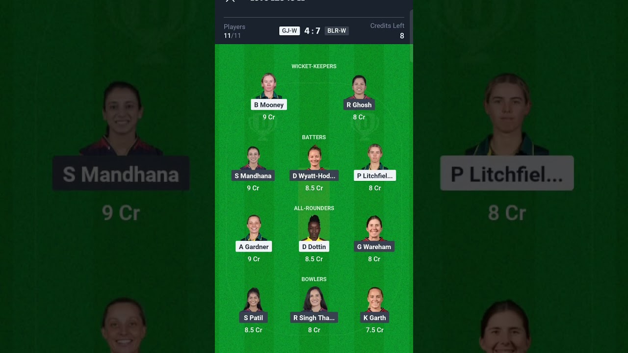TATA WPL 1ST match dream11 prediction Gujarat vs Bengaluru