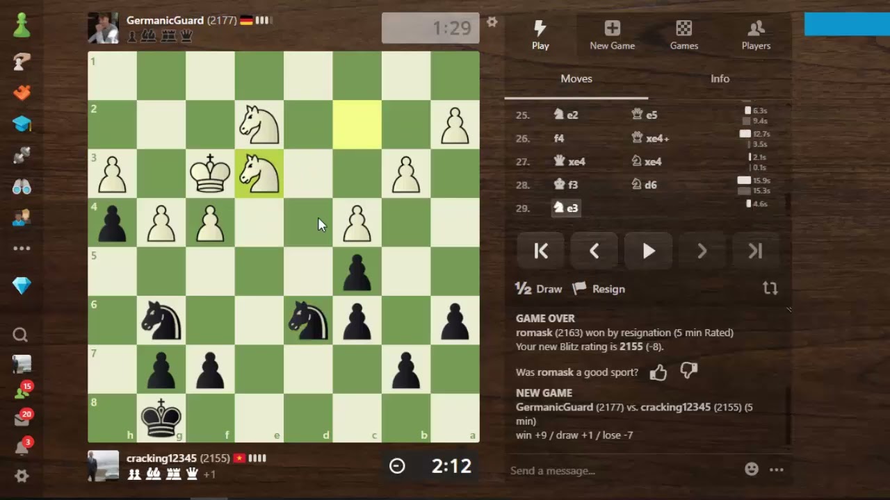 Pha miss Win quá đáng tiếc của Chess TC với Cao thủ Đức Elo 2177