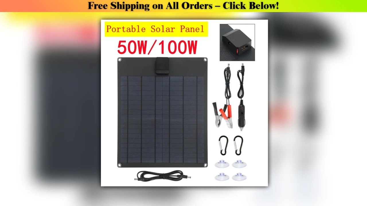 50W/100W Portable Solar Panel USB Outdoor Mobile Power DIY Travel Cell Phone Charger Car Yacht