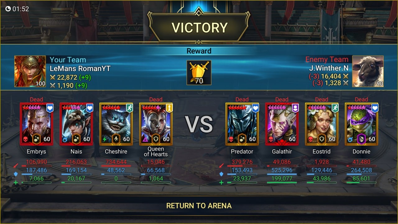 Live Arena Season 9 Day 22 Vogoth sees some play