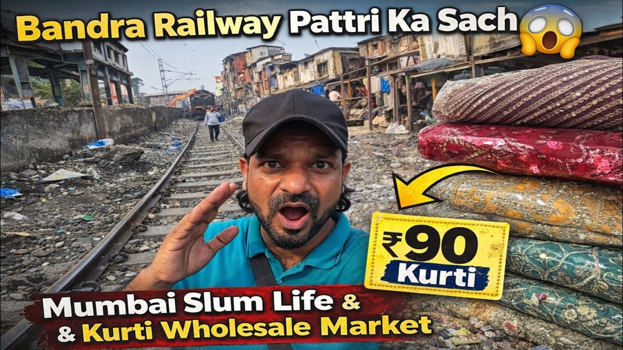 Bandra Railway Pattri Ka Sach 😱 | Mumbai Slum Life & Street Business|Kurti Wholesale market 