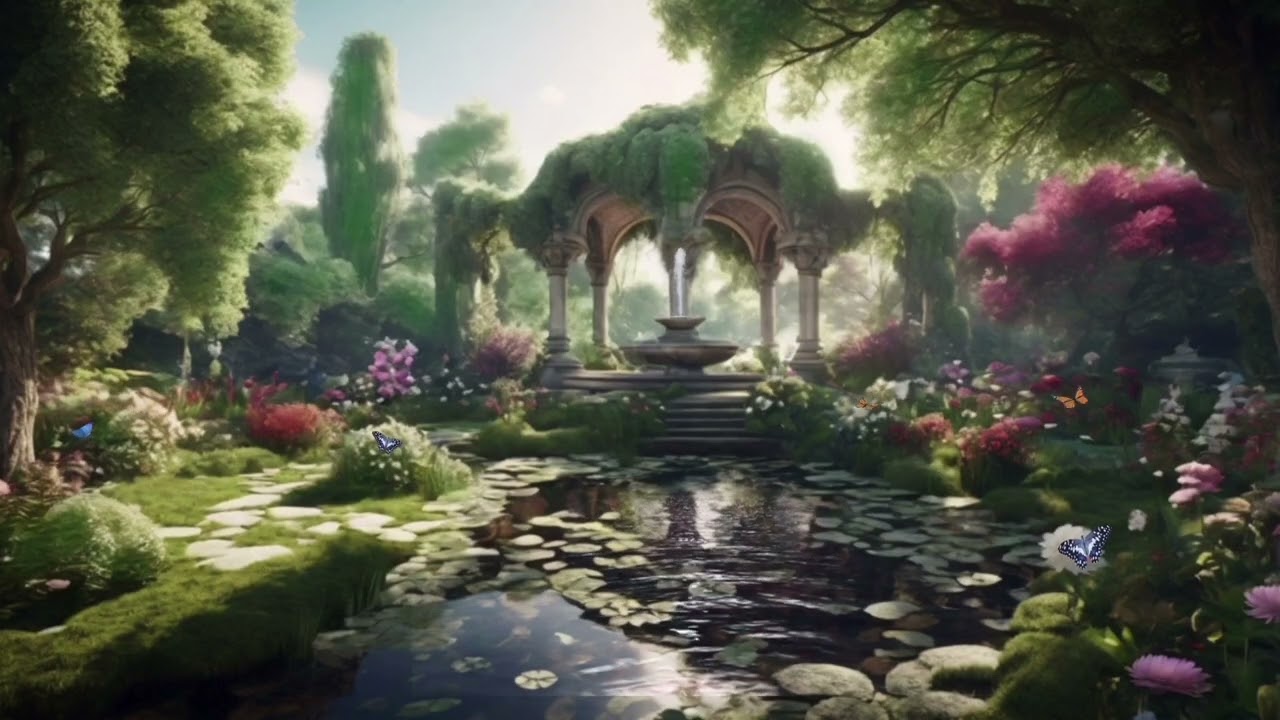 ASMR | Relaxing Mystical Garden Ambience| Nature sounds and Water sounds.