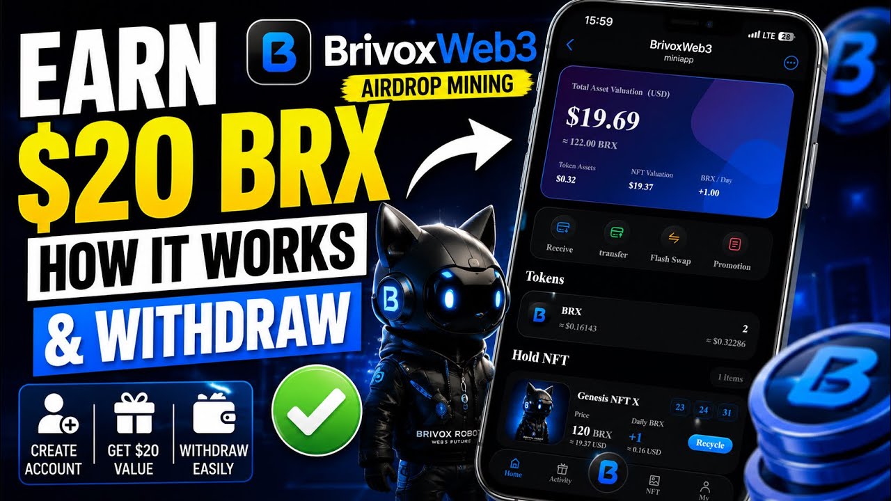 How to Get ~$20 in BRX Tokens & Withdraw | Brivox Airdrop | Brivox Mining 