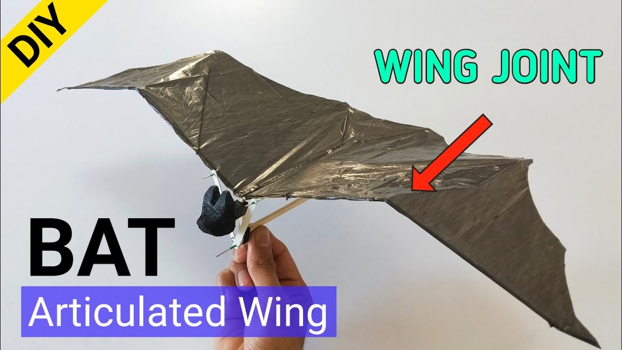Articulated wings ornithopter | rubber band powered bat | 