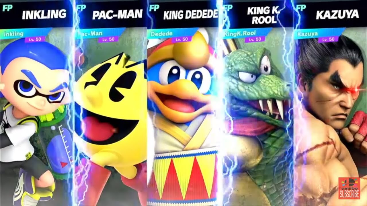 Super Smash Bros Ultimate Amiibo Fights Inkling v Pac Man v Dedede v K Rool v Kazuya