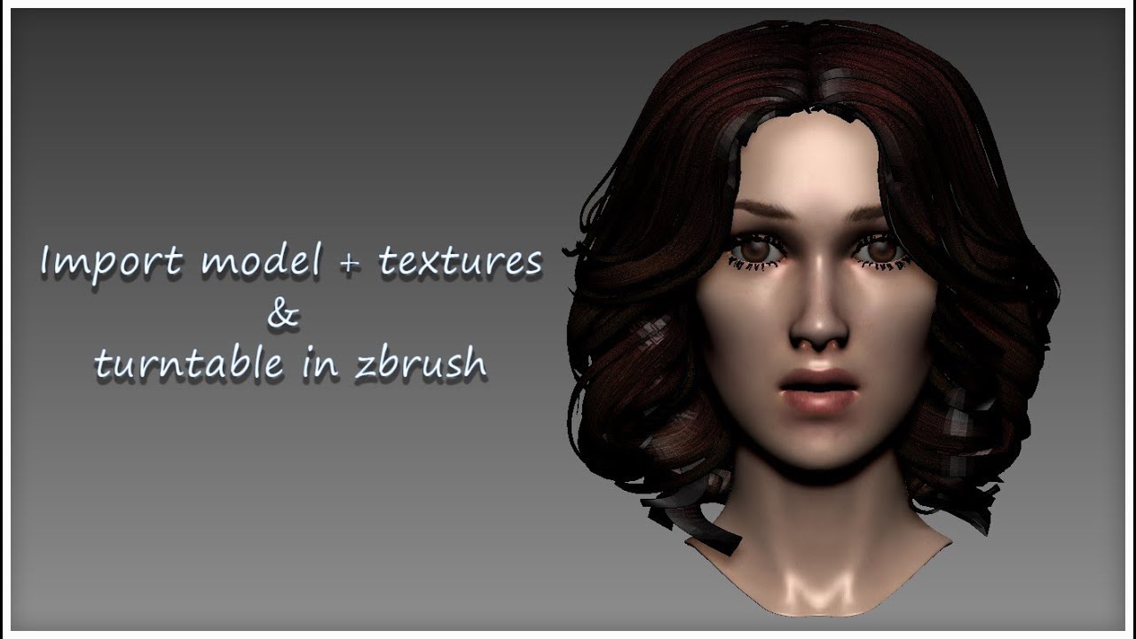 Import model + texture & turntable in Zbrush | Import texture in Zbrush | Import FBX + texture