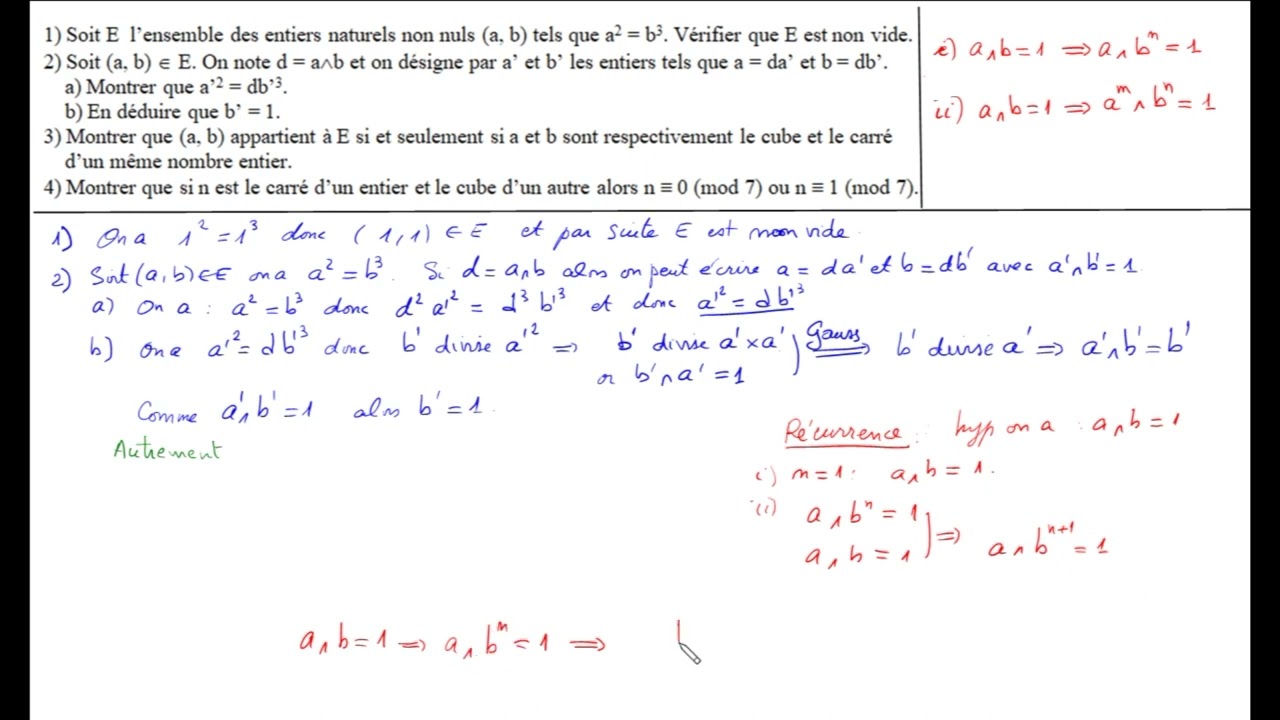 13 Arithmétique : Exercice Divisibilité/ pgcd/ congruence / Lemme de Gauss/ Fermat etc.