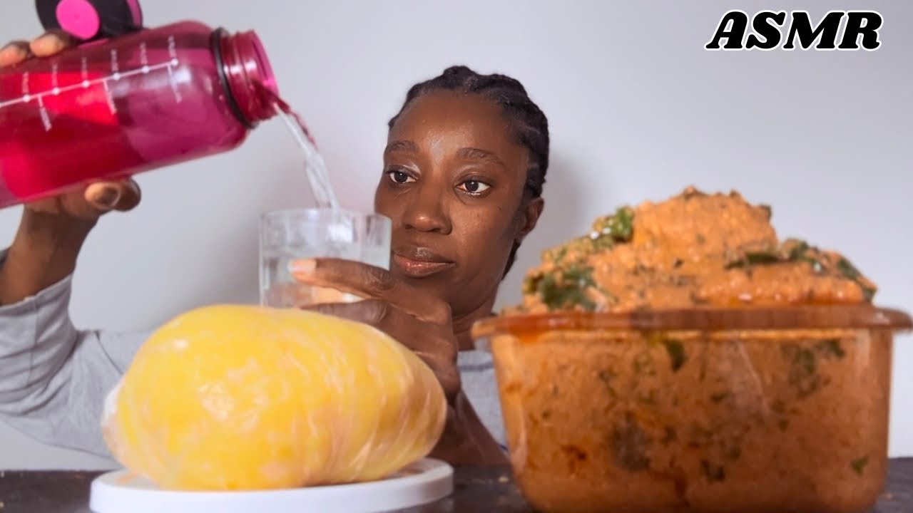 ASMR FUFU EATING CHALLENGE AND EGUSI SOUP WITH HUGE CHICKEN | FUFU MUKBANG | AFRICAN FOOD ASMR