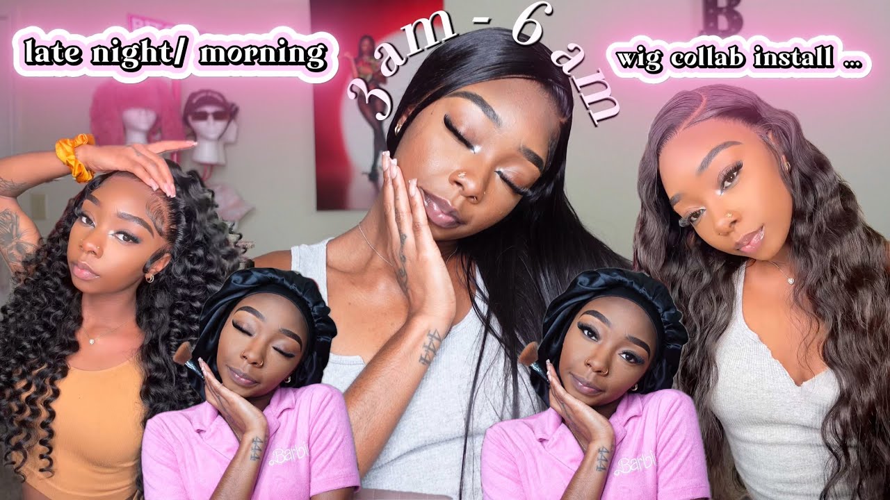 3 AM 🌞 WIG COLLAB VLOG ♡ | bleaching wig knots , 3 wig installs , etc .