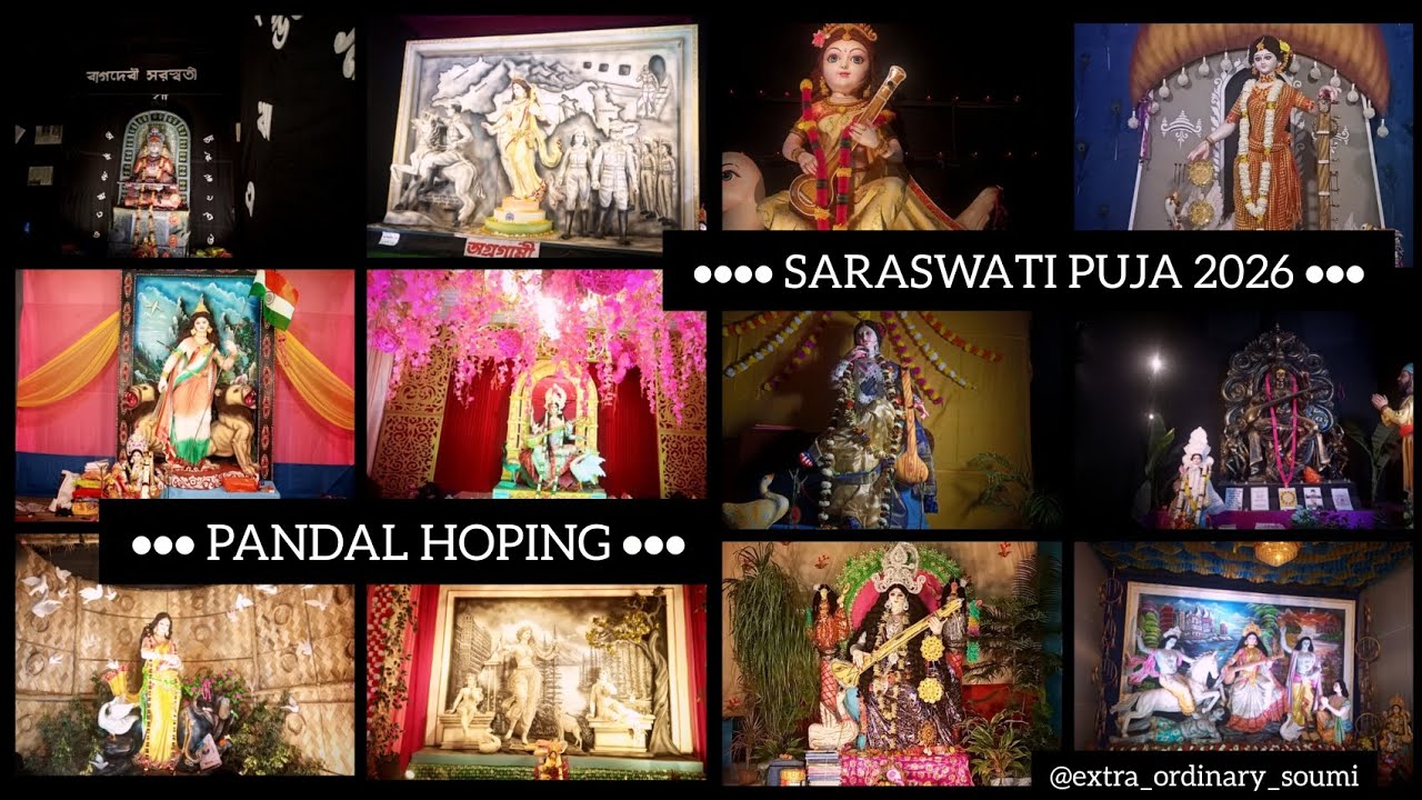 Saraswati puja 🌼 || Pandal hoping 😄 || EXTRAORDINARY SOUMI