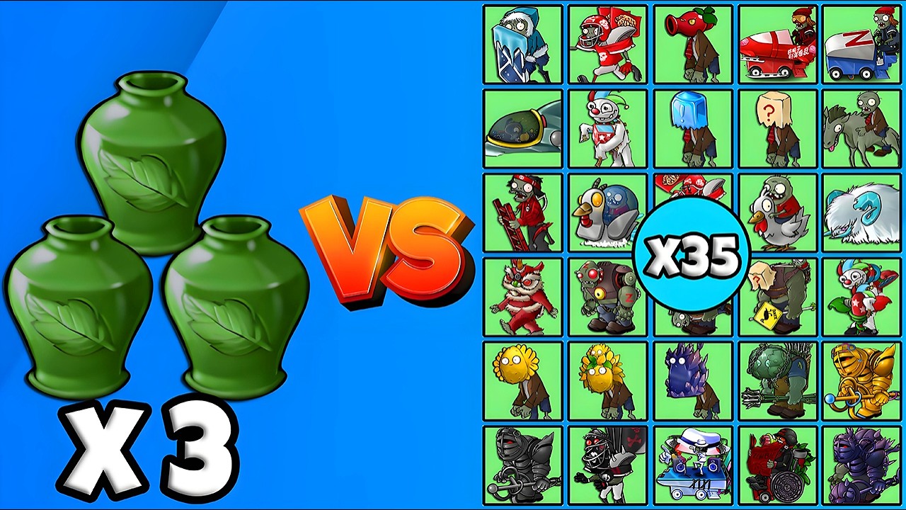 3 Plants Vase Fusion vs All Zombies x35 - PVZ Fusion