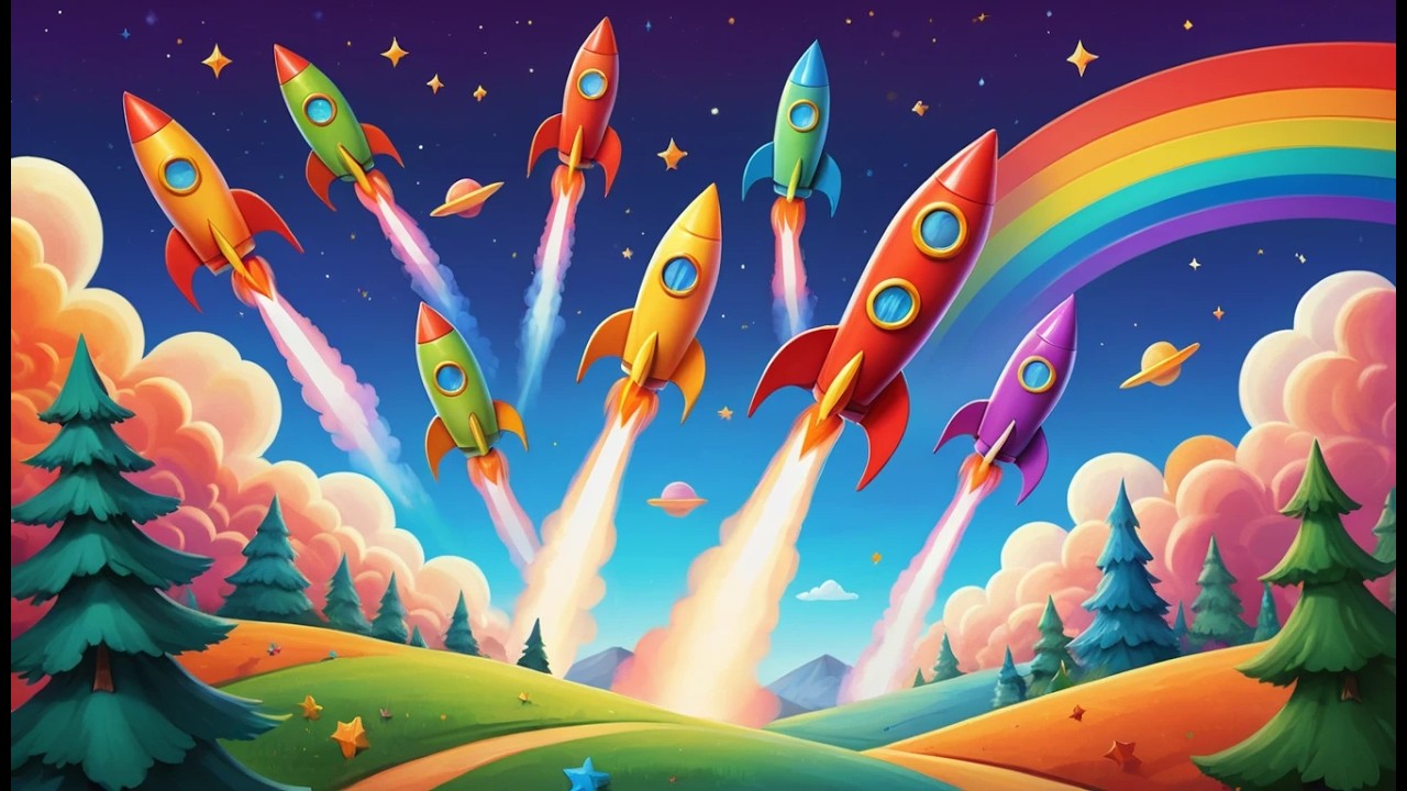 Six Little Toy Rockets Blast Blast Blast | Space Song & Counting Rhyme for Kids