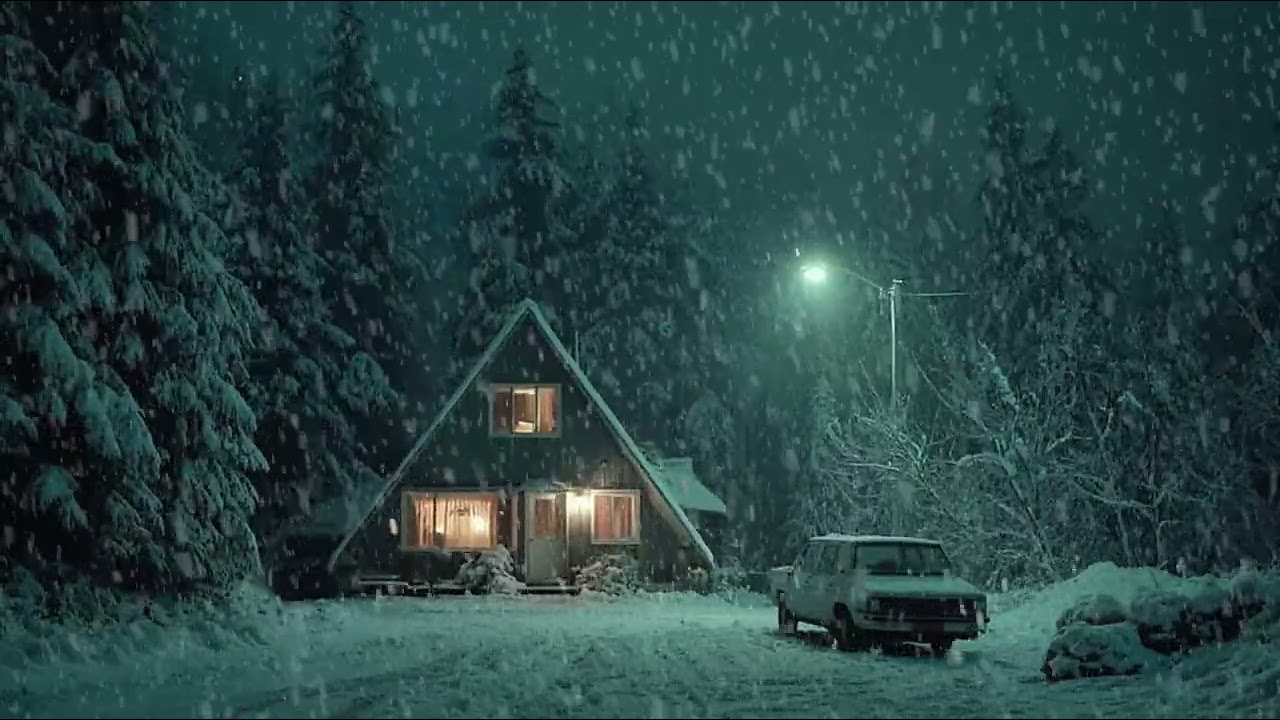 Snow Falling Quietly Beyond Frosted Windows | Relaxing Winter Night Sounds for Long Deep Sleep