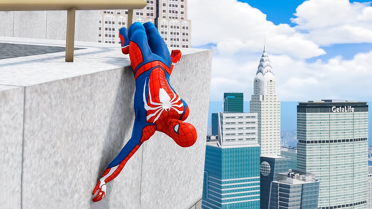 SPIDERMAN FUNNY EPIC JUMPS/FALLS (GTA 5 Spider-Man Fails)