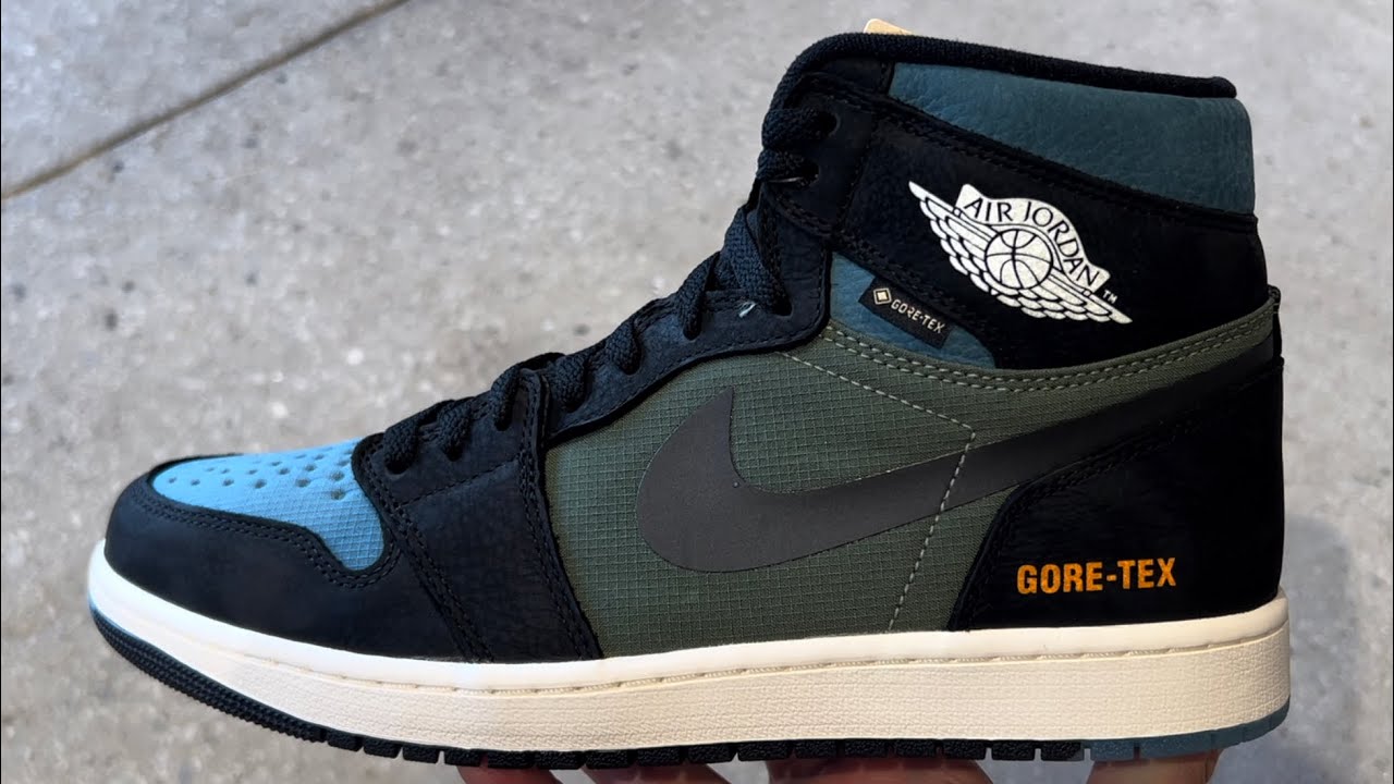Air Jordan 1 High Element Gore-Tex Black Sky J Light Olive Green Shoes