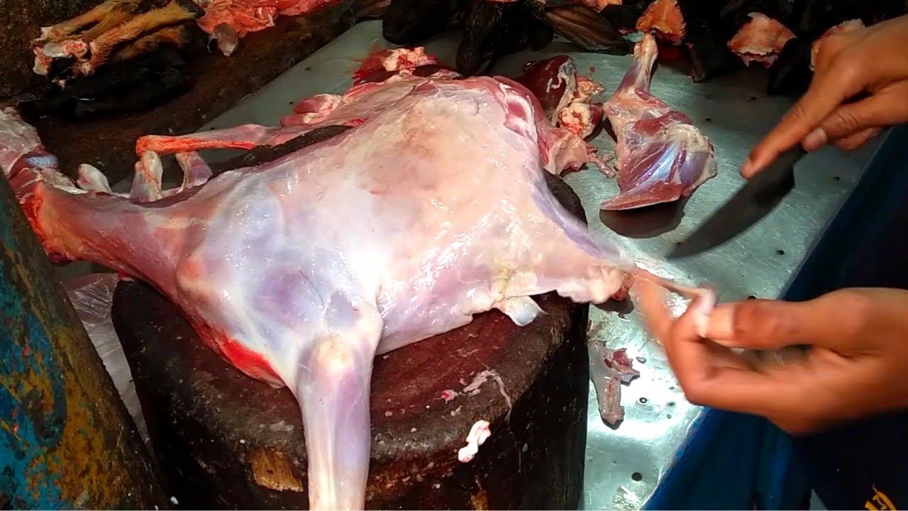 Goat meat cutting and selling shop || Goat cutting skill || The bd villagers