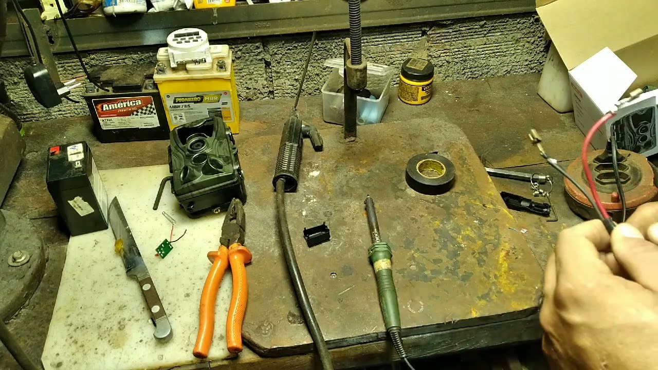 adaptação de bateria 6v na câmera de espera