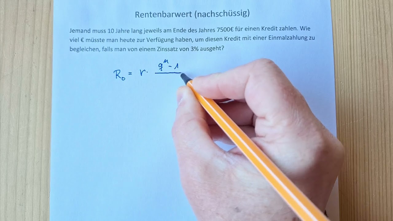 Rentenbarwert berechnen (nachschüssig)