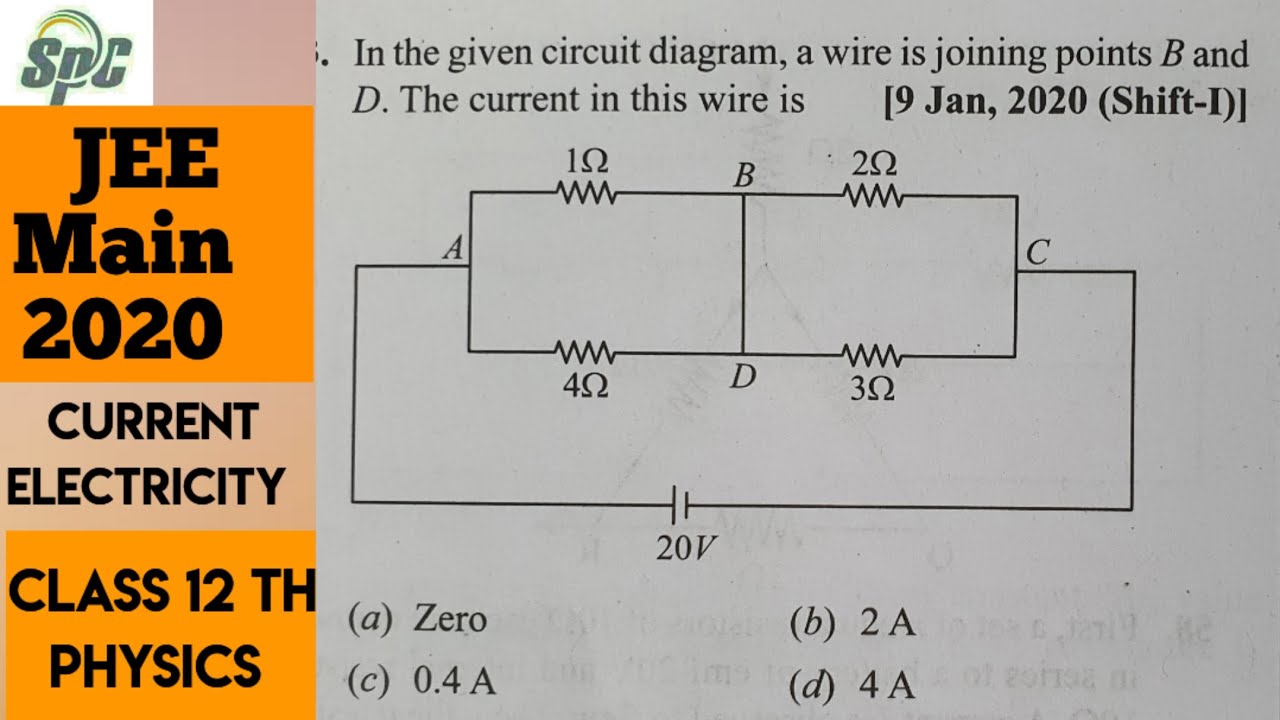 In the given circuit diagram,  a wire is joining points B and D . The  current in this wire is ..