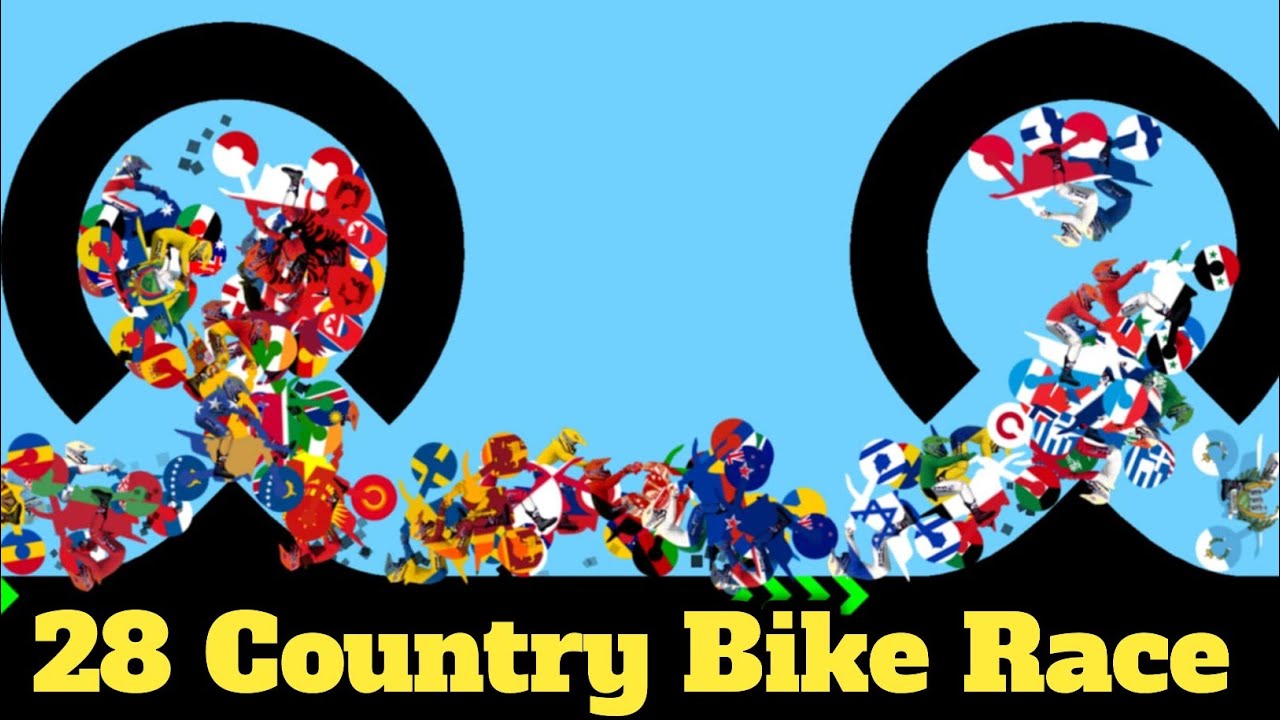28 Country Motorbike & 27 Elimination Bike Race Tournament in Algodoo - motocross Racing