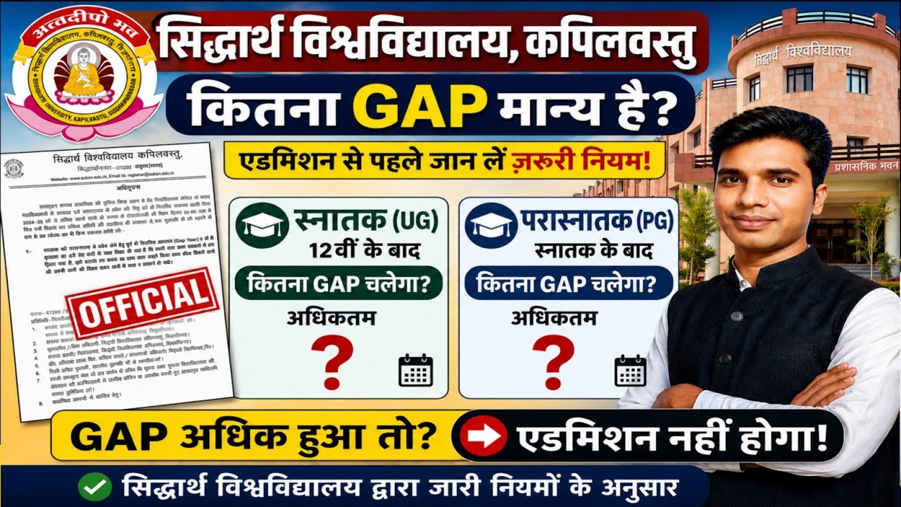 Siddharth University Gap Rule Changed | Graduation & Post Graduation Admission 2026