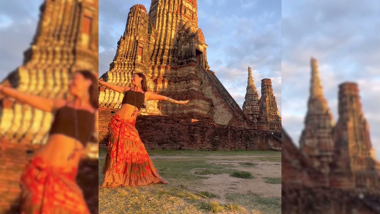 Tahitian Fusion Dance in Ancient Temple Ruins of Ayutthaya, Thailand | Ari'i Vahine