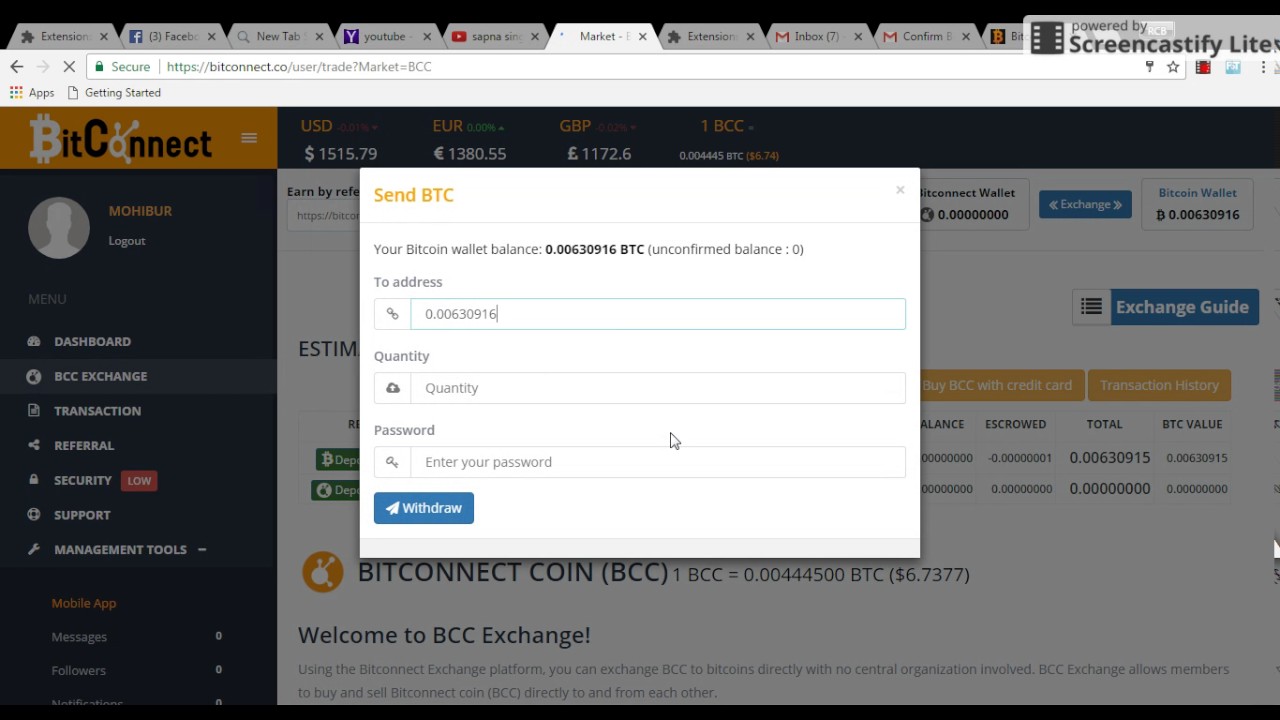 2nd part of Withdrawl from Bitconnect and login shield verification process in ENGLISH/ HINDI