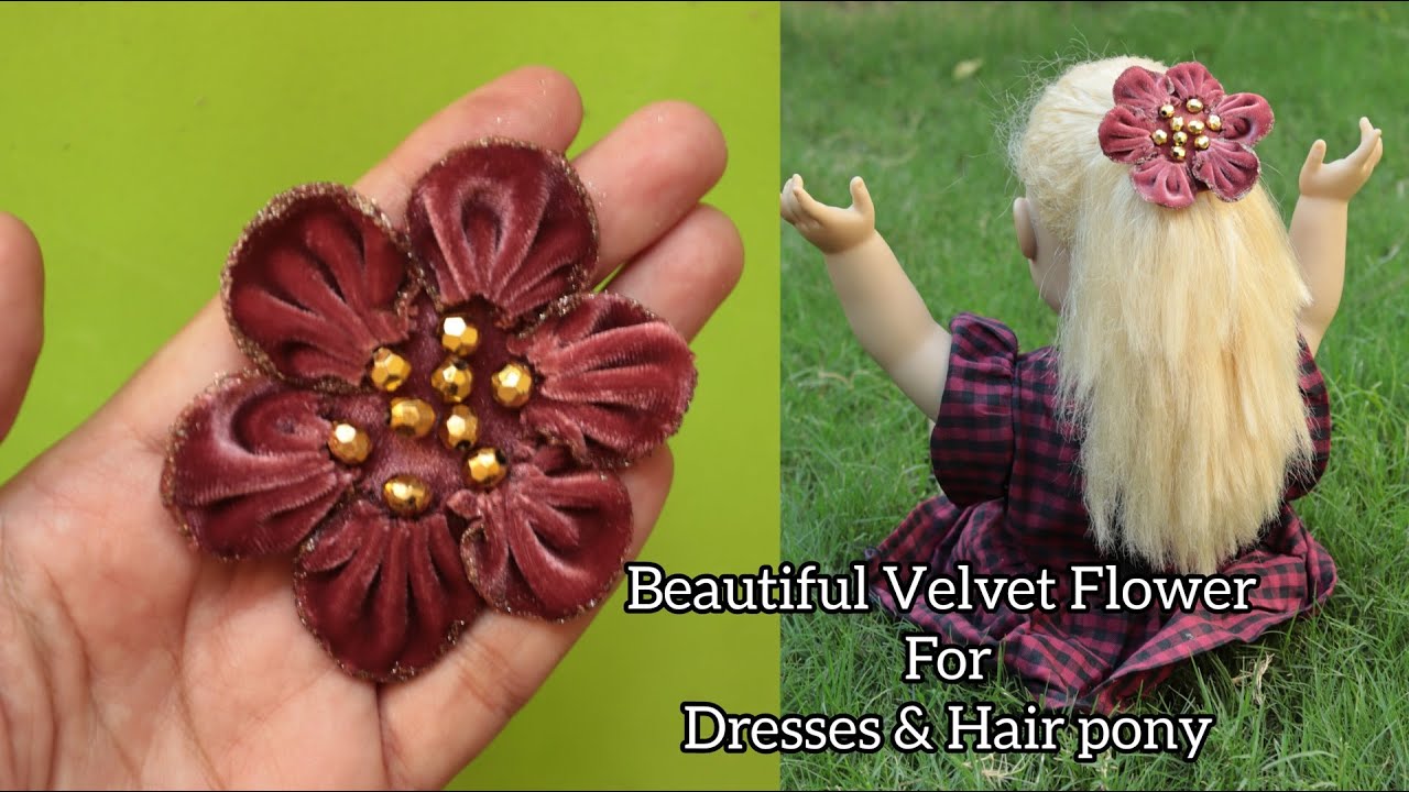 Hand Made Velvet Flowers | Velvet Flowers For Dresses & Hair Pony | easy Velvet Flower