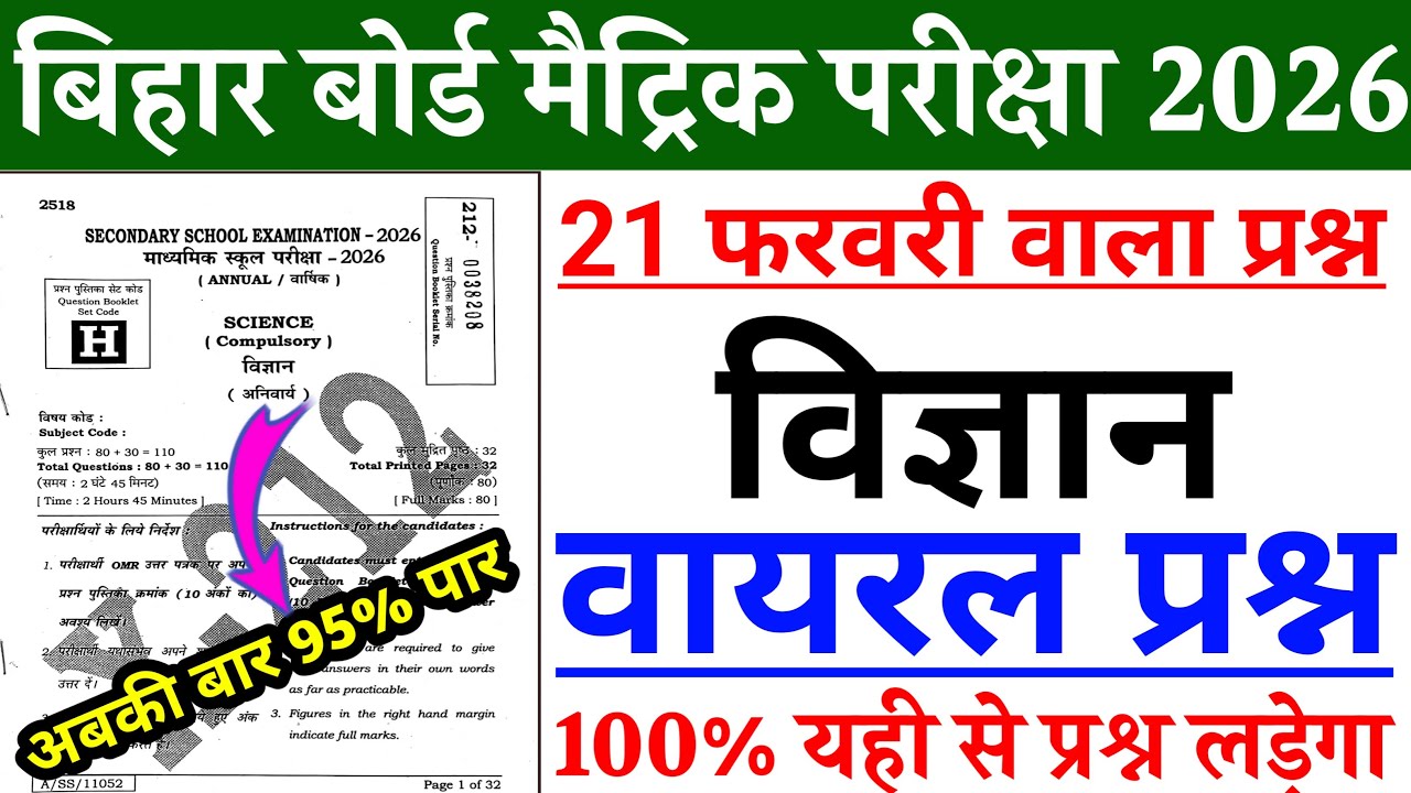 21 February Science Viral Objective Question 2026 || Most Important Objective Question 2026