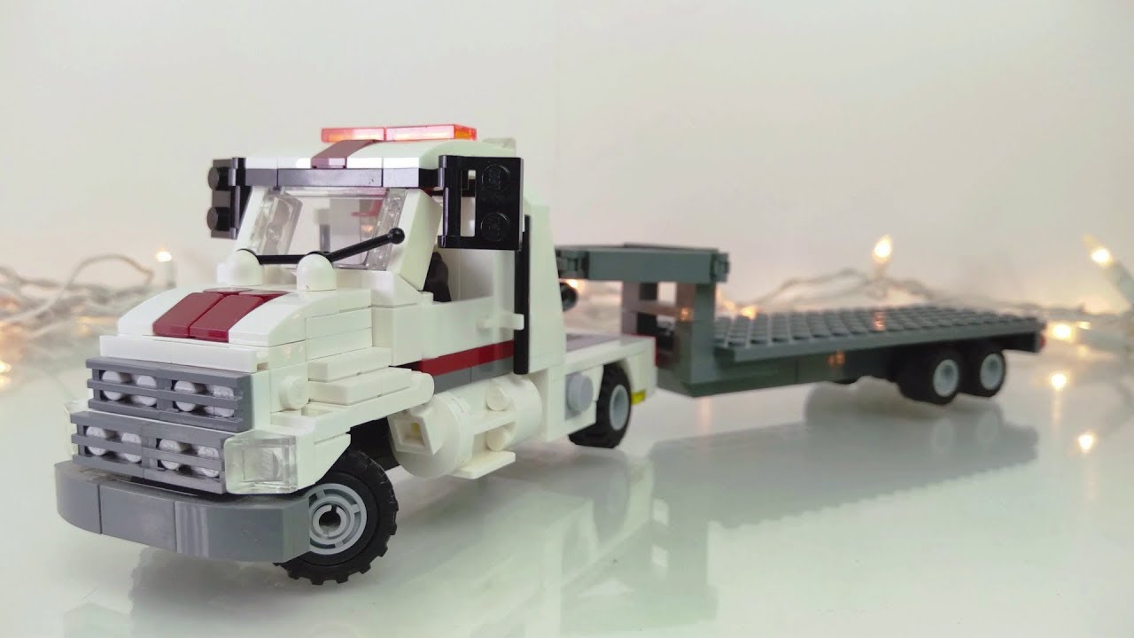 Custom LEGO Semi With Flatbed Trailer!