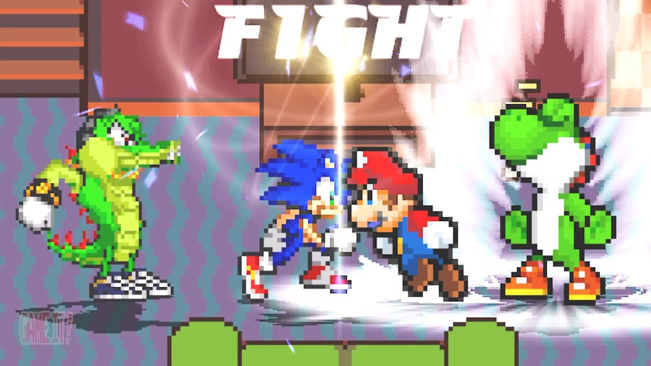 TEAM SONIC & VECTOR  FIGHTS  TEAM SUPER BETTER MARIO & YOSHI | RACE TO 3 WINS