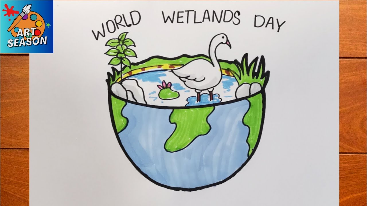 How to Draw World Wetlands Day drawing 