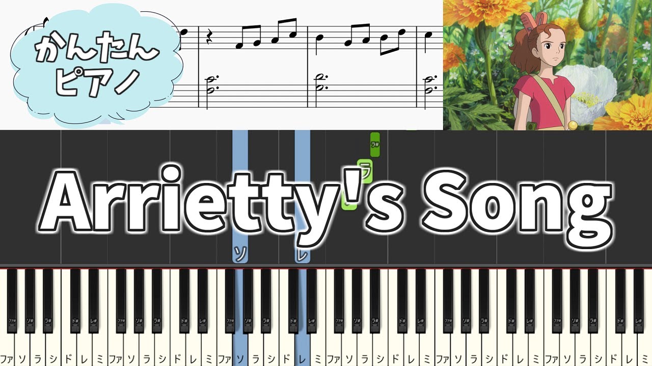 【簡単ピアノ楽譜】借りぐらしのアリエッティ Arrietty's Song ジブリ / The Secret World of Arrietty - Easy Piano Tutorial