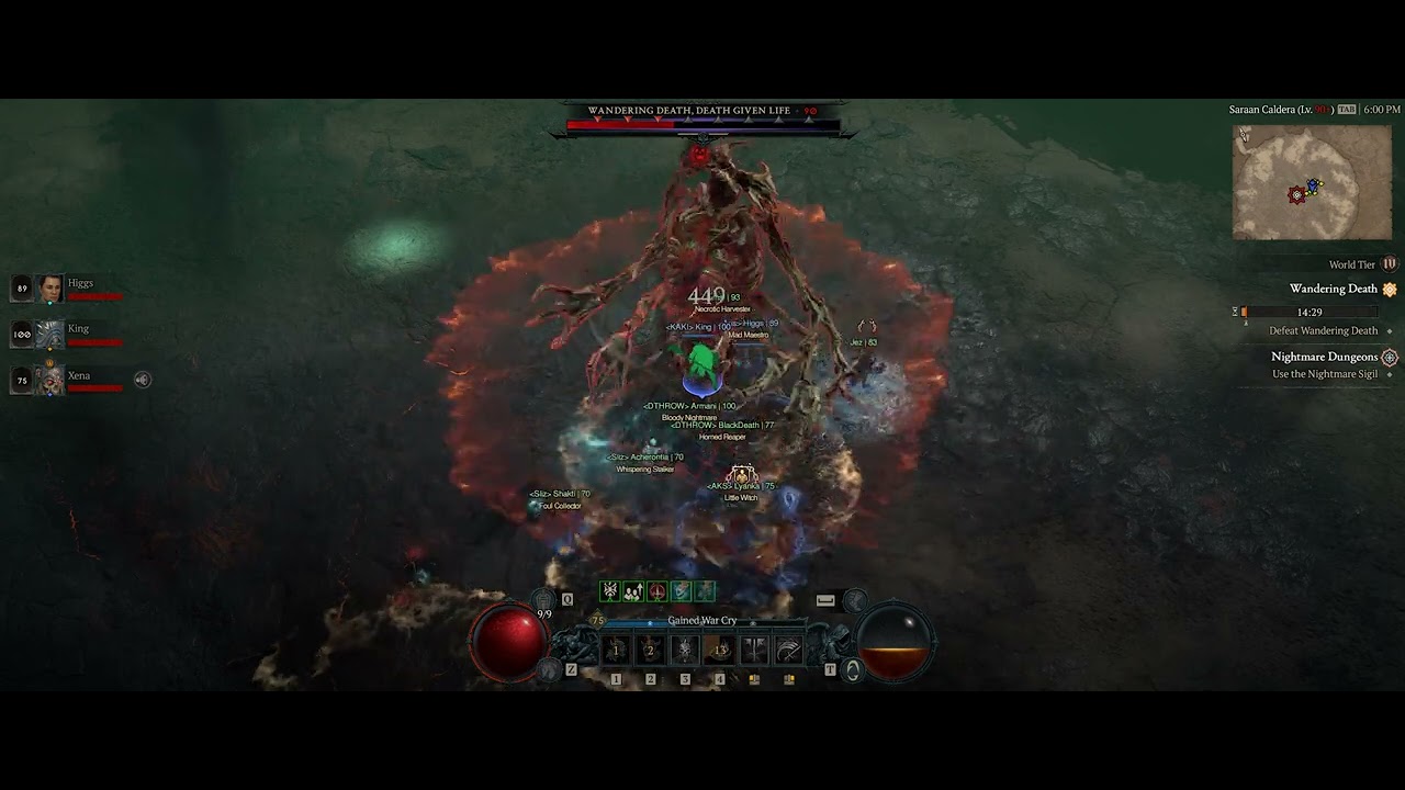 Diablo IV Gameplay: Season of Blood - World Tier 4 World Boss in under 60 seconds