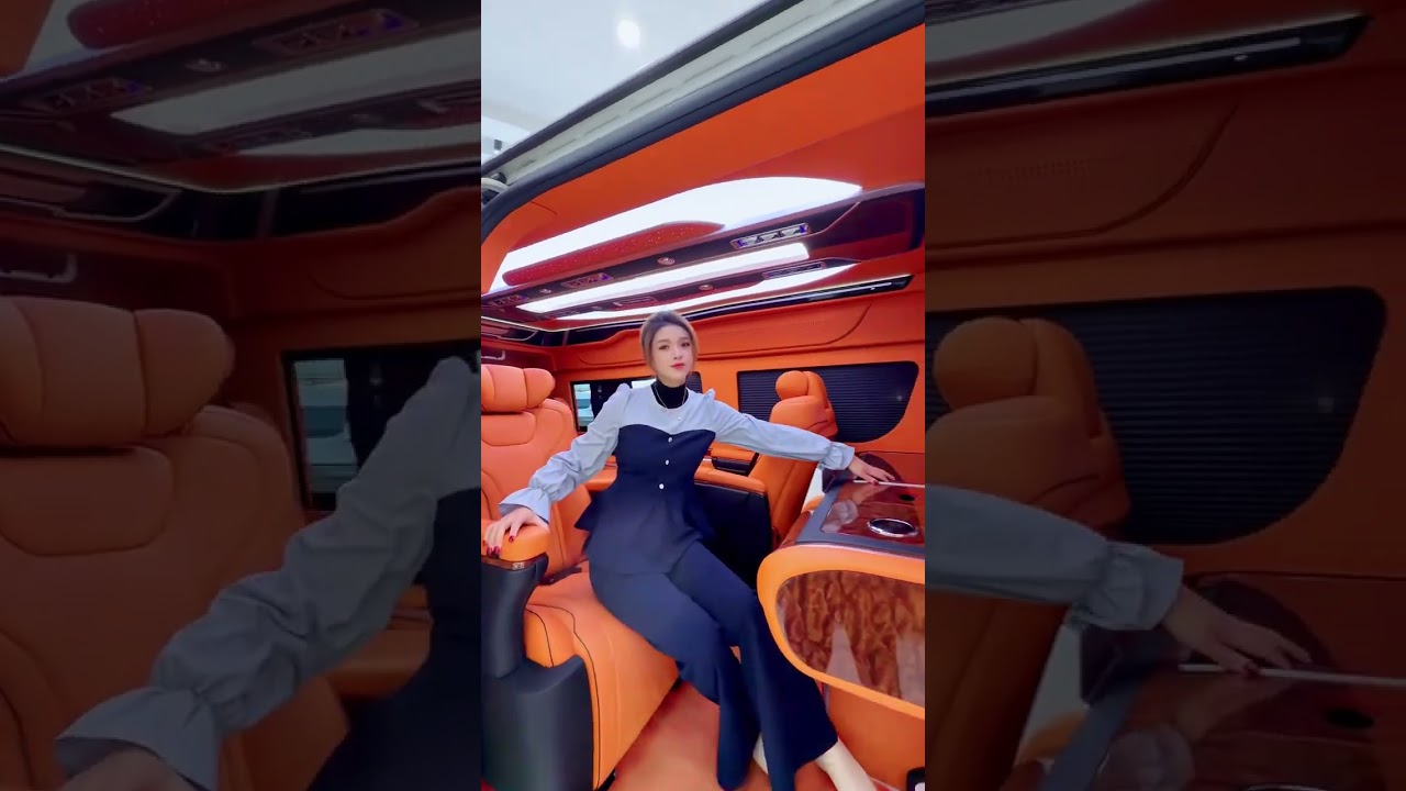 Privately custom-made Hermes orange interior,2026 Toyota Hiace,big TV #car #supercars #luxurycars