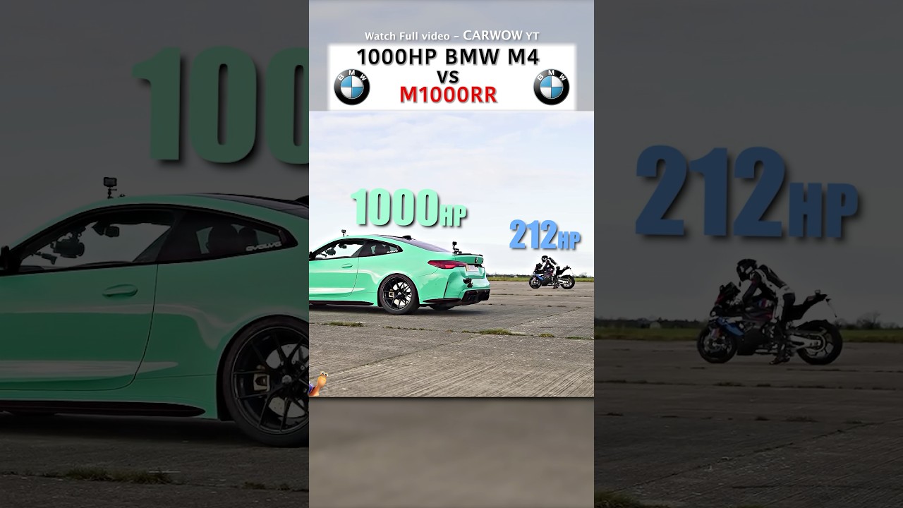Дрэг-рейсинг BMW M4 мощностью 1000 л.с. против M1000RR.