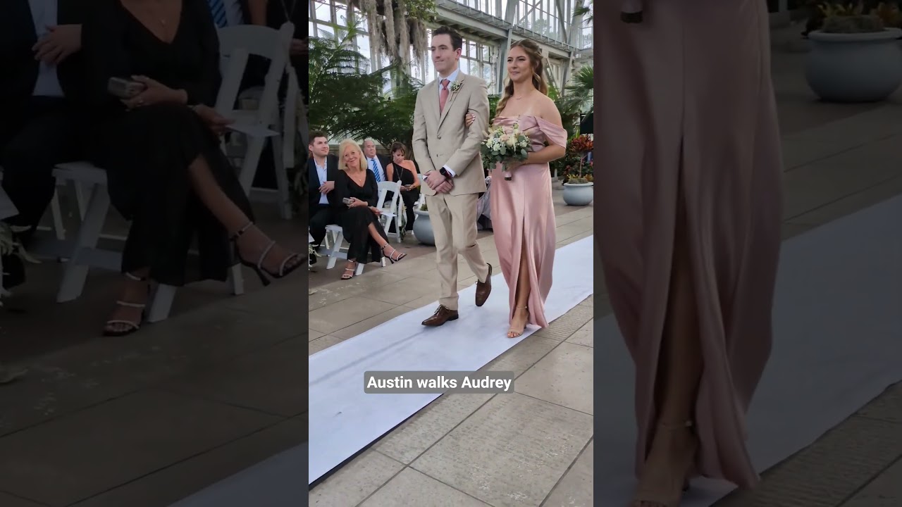 Groomsman walks Bridesmaid #wedding #lauren #bridesmaids #groomsmen