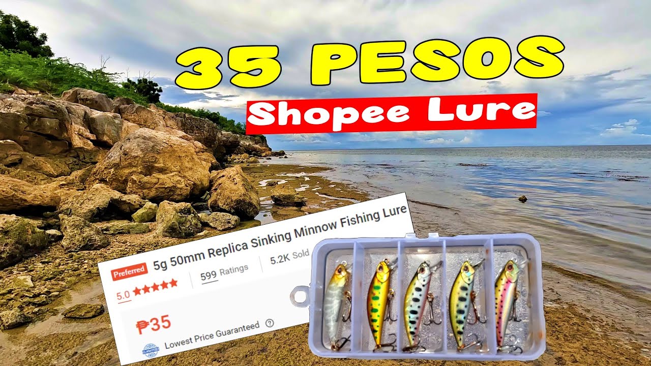 35 Pesos Shopee Lure | Ultralight fishing in the Philippines | Shore Casting