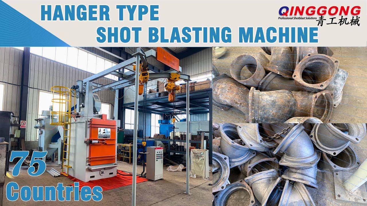 Hanger type shot blasting machine for casting parts