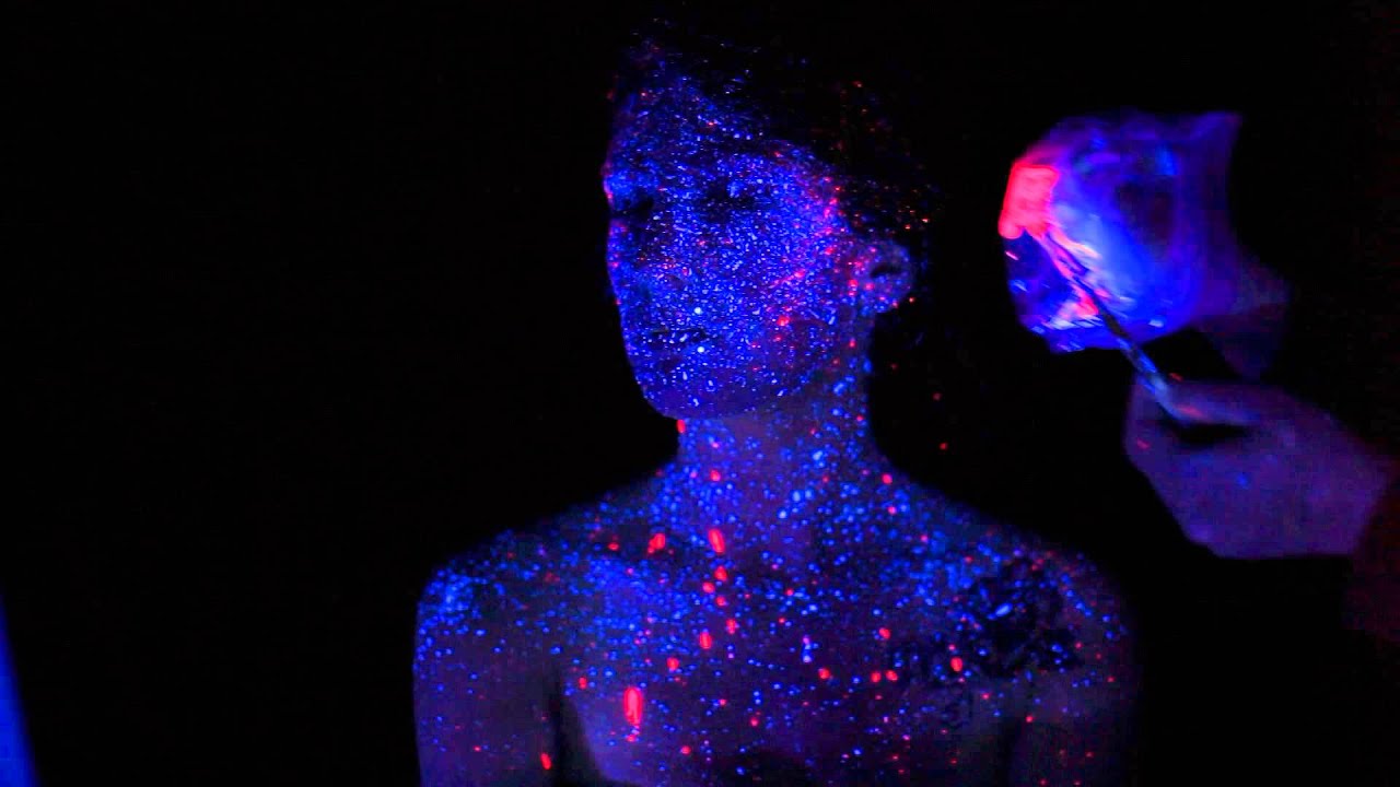 UV blacklight splatter makeup tutorial