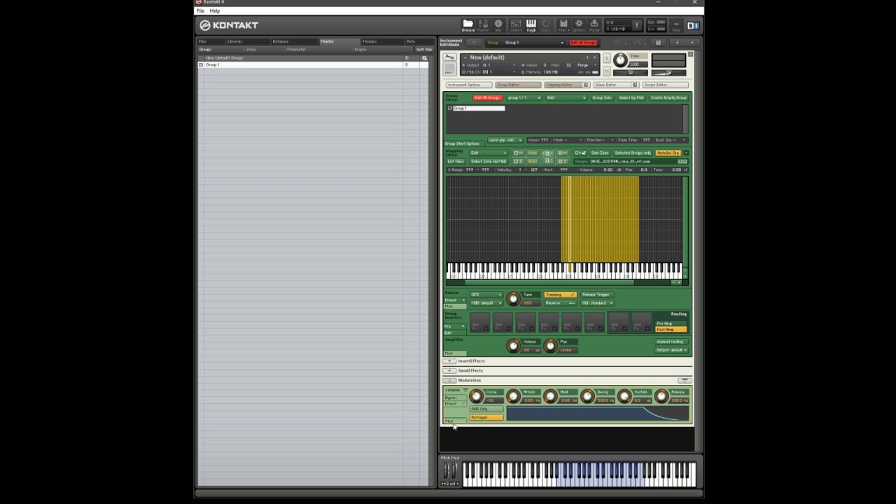 How to control attack envelope with velocity in Kontakt